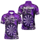 Maxcorners Purple Funny Skull Lightning Darts Shirt For Men Custom Darts Team Jersey Polo & Quarter Zip LM0910