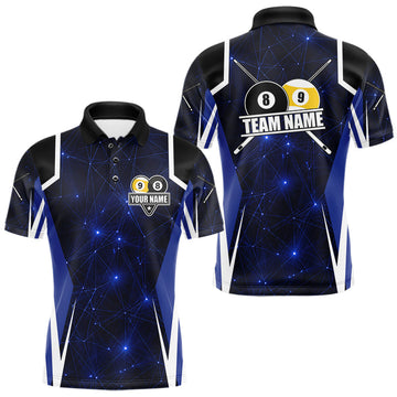 Maxcorners Blue 8 Ball & 9 Ball Pool Billiard Shirt For Men