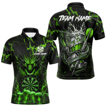 Maxcorners Black And Green Personalized Dragon Beer Darts Shirts For Men Custom Darts League Team Jersey