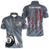 Maxcorners Personalized Billiard US Flag 8 Ball Pool Shirt For Men, Billiard Team Jersey Polo & 1/4 Zip LM0910