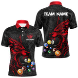 Maxcorners Personalized Wolf Billiard Balls Pool Shirts For Men, Black And Red Billiard League Team Jerseys MT0811