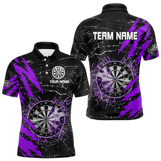 Maxcorners Black And Purple Darts Board Break Glass Custom Dart Shirts For Men, Darts Team Shirts Dart Jerseys LM2704