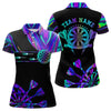 Maxcorners Holographic Purrple Dartboard Custom Darts Shirt, Darts Jersey Team Polo & 1/4 Zip For Women