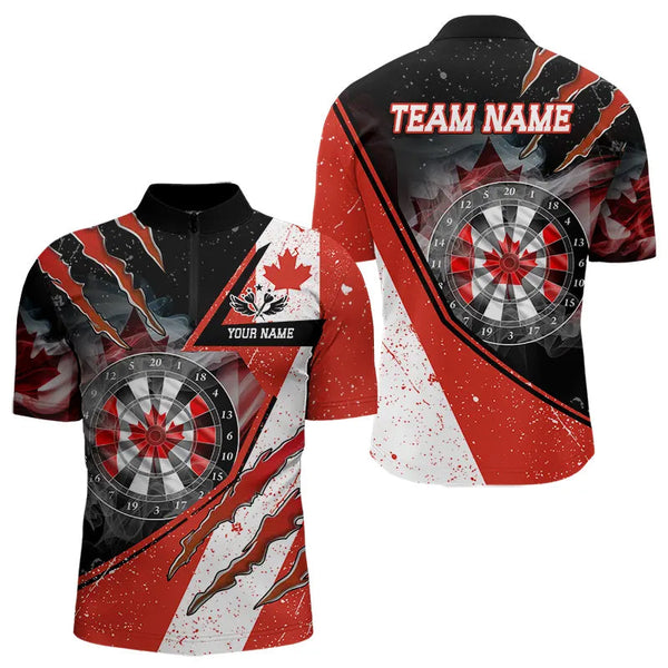 Maxcorners Personalized Canada Flag Dartboard Smoke Dart Shirts For Men And Women, Pride Patriotic Dart Team Jerseys