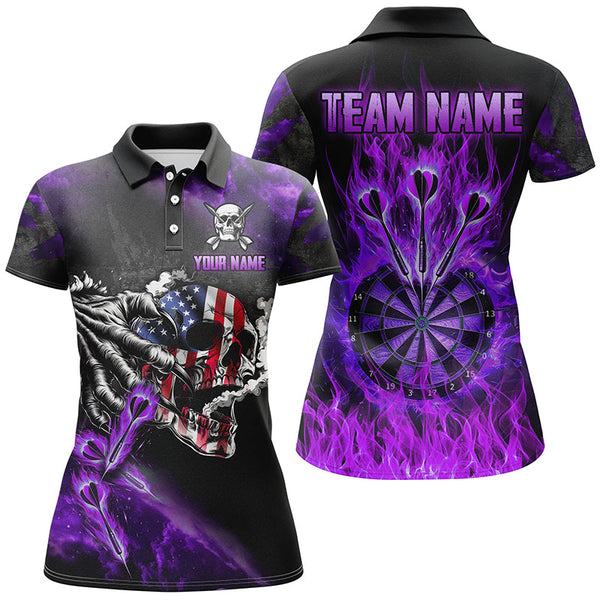 Maxcorners Fire Flame Dartboard American Flag Skull Darts Jersey Customized Name, Team Name 3D Shirt Unisex