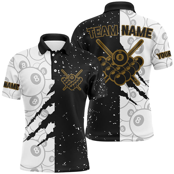 Maxcorners Grunge Scratch Ball 8 Billiard Shirts For Men, Cool Team Billiard Jerseys