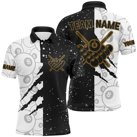 Maxcorners Grunge Scratch Ball 8 Billiard Shirts For Men, Cool Team Billiard Jerseys