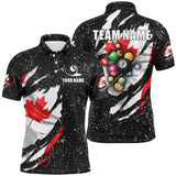 Maxcorners Grunge Canada Flag 3D Billiard Balls Polo Shirts For Men