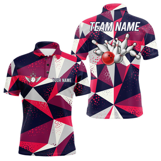 Maxcorners Custom Geometric Bowling Tournament Shirts For Men, Bowling League Team Jersey Polo & Quarter Zip