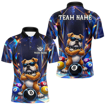 Maxcorners Personalized Funny Bulldog Crystal 8 Ball Pool Billiard Shirts For Men Custom Billiard Team Jersey LM1307