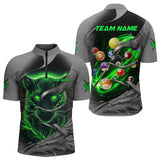 Maxcorners Personalized Panther Lightning 3D Billiard Balls Pool Shirts For Men, Billiard League Jersey |Green LM113