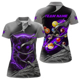 Maxcorners Personalized Panther Lightning 3D Billiard Balls Pool Shirts For Men, Billiard League Jersey|Purple LM123