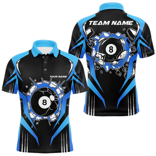 Funny Break 8 Ball Billiard Shirt For Men Custom Black And Blue Pool Team Jersey Polo, 1/4 Zip
 LM1203