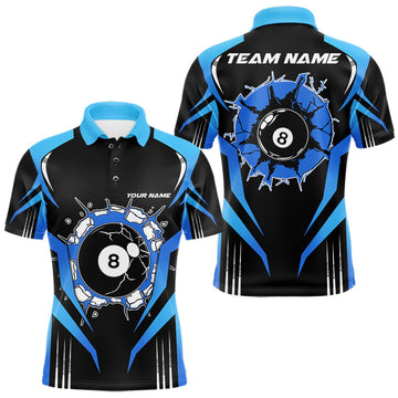 Black And Blue 8 Ball Break Billiard Shirt For Men Custom Pool Team Jersey Polo & Quarter Zip
 LM1203