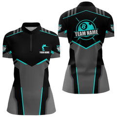 Maxcorners Billiard Jerseys For Men Custom Polo & 1/4 Zip Billiard Shirts, Team Pooler Short Sleeve |Turquoise