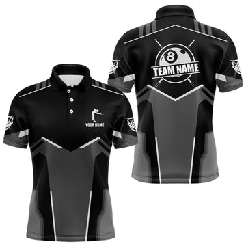 Maxcorners Billiard Jerseys For Men Custom Polo & Quarter-Zip Billiard Shirts, Team Pooler Short Sleeve |White