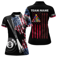 Maxcorners Personalized US Flag Smoke 8 Ball Pool Billiard Shirt For Men Custom Patriotic Billiard Team Jersey