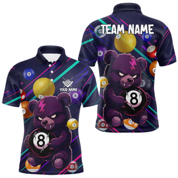 Maxcorners Personalized Funny Bear 8 Ball Billiard Shirt For Men Custom Billiard Jersey, Pool Team Shirts LM2603