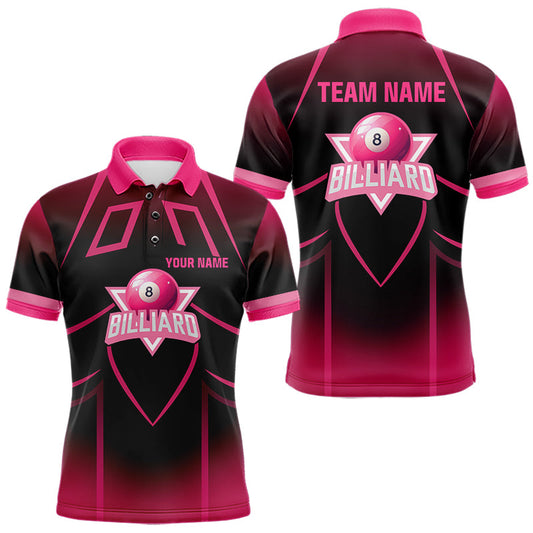 Maxcorners Personalized Black And Pink 8 Ball Pool Valentine Billiard Shirt For Men Custom Billiard Gifts