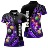 Maxcorners 3D Billiard Balls Fire Flame Custom Pool Shirts For Men, Billiard League Team Jerseys | Purple LM133