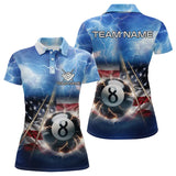 Maxcorners American Flag Thunder Lightning 8 Ball Pool Billiard Shirts For Men Customized Billiard Team Jersey LM133