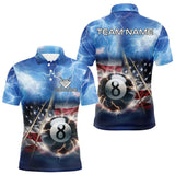 Maxcorners American Flag Thunder Lightning 8 Ball Pool Billiard Shirts For Men Customized Billiard Team Jersey LM133