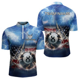 Maxcorners American Flag Thunder Lightning 8 Ball Pool Billiard Shirts For Men Customized Billiard Team Jersey LM133