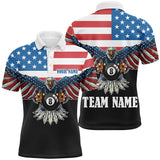 MaxCorners Flag Eagle Billiard Customized Name 3D And Team Name Billiards Polo Shirt For Men