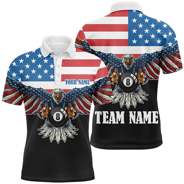 MaxCorners Flag Eagle Billiard Customized Name 3D And Team Name Billiards Polo Shirt For Men