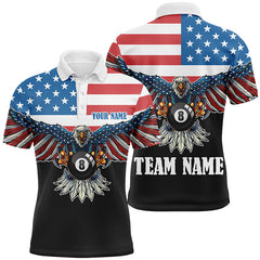 MaxCorners Flag Eagle Billiard Customized Name 3D And Team Name Billiards Polo Shirt For Men