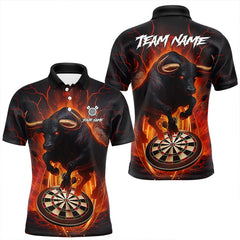 Maxcorners Personalized Bull Fire Darts Shirt For Men Custom Darts Jersey Team Polo & 1/4 Zip | Orange TU1512