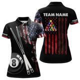 Maxcorners American Flag Smoke 8 Ball Pool Billiard Shirt For Men And Women Custom Patriotic Billiard Team Jersey