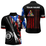 Maxcorners Personalized Us Flag Smoke 8 Ball Pool Billiard Shirt For Men And Women Custom Patriotic Billiard Team Jersey