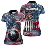 Maxcorners Personalized Smoke Usa 8 Ball Pool Billiard Shirts For Men, Patriotic American Team Billiard Jersey