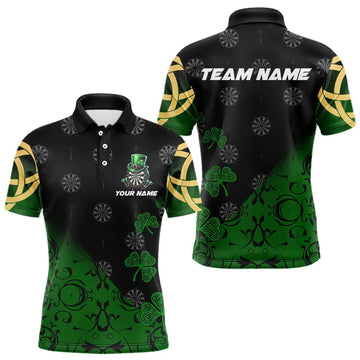 Maxcorners Black And Green St Patrick Day Luckiest Shamrock Dart Shirts For Men Custom Darts Team Jerseys LM2704
