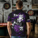 Maxcorners Personalized Wolf Lightning Darts Polo & Quarter Zip Custom Dart Shirts For Men Darts Jersey |Purple