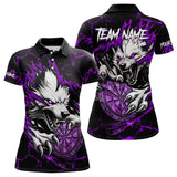 Maxcorners Personalized Wolf Lightning Darts Polo & Quarter Zip Custom Dart Shirts For Men Darts Jersey |Purple