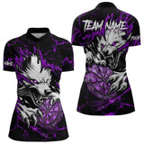 Maxcorners Personalized Wolf Lightning Darts Polo & Quarter Zip Custom Dart Shirts For Men Darts Jersey |Purple