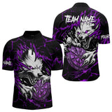 Maxcorners Personalized Wolf Lightning Darts Polo & Quarter Zip Custom Dart Shirts For Men Darts Jersey |Purple