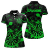 Maxcorners Black And Green Grunge Darts Polo, Quarter Zip For Men And Women Custom Dart Shirts For Team Dart Jerseys