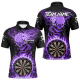 Maxcorners Purple Flaming Skull Darts Shirt For Men Custom Darts Jersey Team Polo & Quarter Zip MT1810