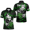 Maxcorners Personalized Wolf Lightning Darts Polo & Quarter Zip Custom Dart Shirts For Men Darts Jersey |Green