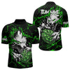 Maxcorners Personalized Wolf Lightning Darts Polo & Quarter Zip Custom Dart Shirts For Men Darts Jersey |Green