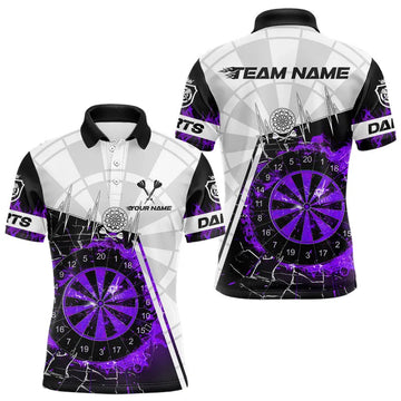 Maxcorners Custom Break Glass Purple Darts Shirt With Pocket Option For Men, Darts Jersey LM2704