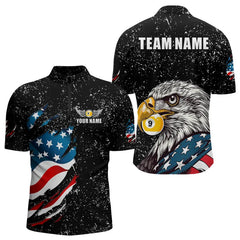 Maxcorners Black Grunge Eagle American Flag Custom 9 Ball Pool Men'S Billiard Shirts, Billiard Team Jerseys