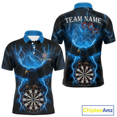 Maxcorners Blue Hawkeye Thunder Lightning Darts Shirt For Men Custom Darts Jersey Team Polo & 1/4 Zip LM2011