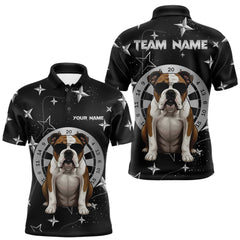 Maxcorners Personalized Funny Bulldog Darts Shirt For Men Custom Star Pattern Dart Jersey Team Polo