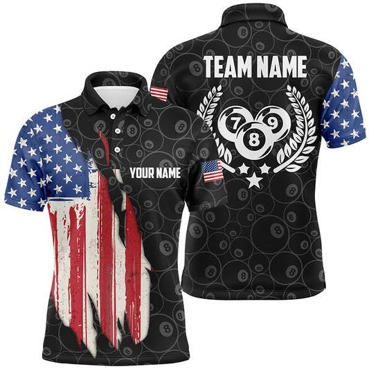 Maxcorners Pattern American Flag Billiard Personalized Name Unisex Shirt