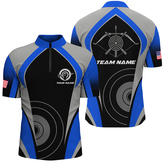 Maxcorners Personalized Blue Archery Jerseys Polo Shirts For Men Best Custom Archery Uniform For Team