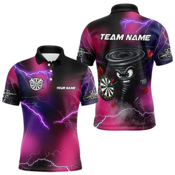Maxcorners Personalized Pink Thunder Lightning Tornado Custom Funny Dart Shirts For Men, Cool Dart Team Jersey LM2704